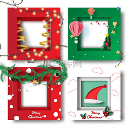 剪纸圣诞节礼物图片_圣诞快乐和新年快乐边框照片设计