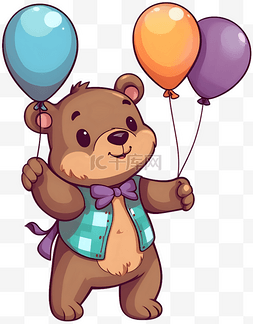 可爱小熊元素图片_卡通气球可爱小熊