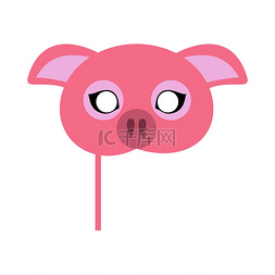 猪可爱动物图片_粉红猪家畜嘉年华面具。