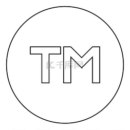 TM 字母商标图标在圆形轮廓黑色矢