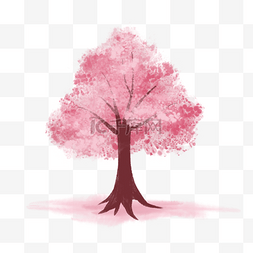 水彩粉色女生图片_春季三八妇女节古风水墨粉色树木