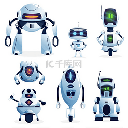 可爱机器人图标图片_卡通机器人、矢量机器人角色、玩