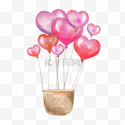 热气球装饰矢量图片_情人节透明心形热气球