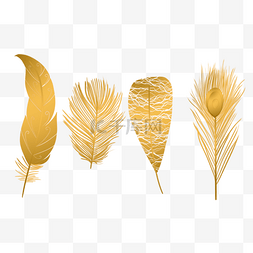 金色镂空羽毛金属质感