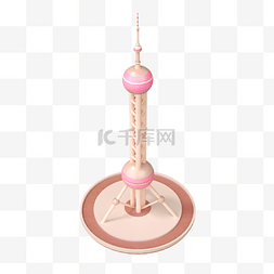 东方明珠塔矢量图图片_3D立体城市地标建筑上海东方明珠