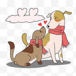 卡通围巾可爱情侣狗狗