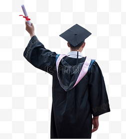 毕业图片_学生背影拿着毕业证书