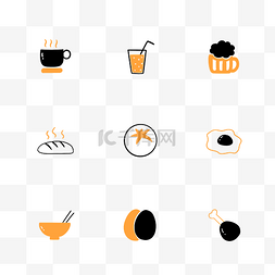 单色咖啡图片_秋天咖啡果汁面包图标