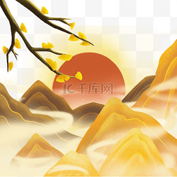 中国风国潮秋天秋季景色插画