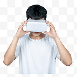 男子低头图片_VR虚拟现实使用低头体验