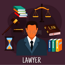 法律书籍图片_自信的律师穿着西装图标，有正义