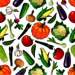 西红柿和茄子图片_生动无缝的有机农场种植的蔬菜图