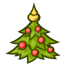 圣诞树装饰的插图。