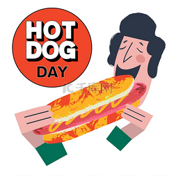 卡通大香肠图片_热狗日快餐一个男人有一个大热狗