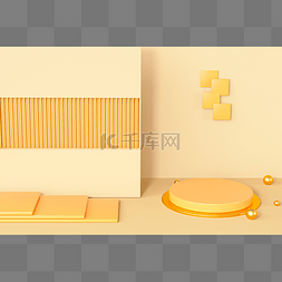 黄色质感图片_黄色立体电商活动展台3D背景