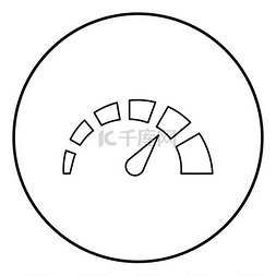限制的图标图片_圆形轮廓中的车速表图标黑色