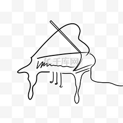 音乐线稿线稿图片_钢琴抽象乐器线稿