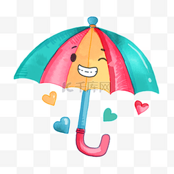 季风图标图片_雨伞拟人卡通彩色绘画图片创意