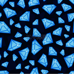 蓝宝石珠宝图片_无缝模式与不同大小的钻石。