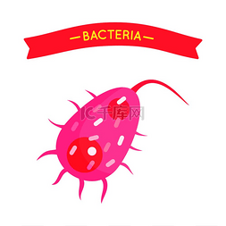 红色条纹的细菌和病毒海报细菌学