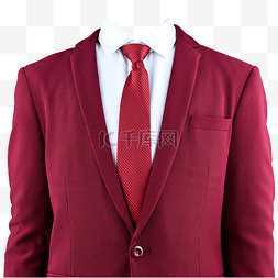 半身红西装有领带摄影图白衬衫