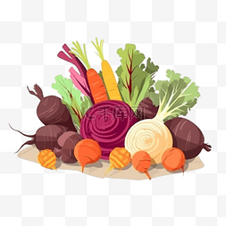 卡通手绘餐饮蔬菜组合