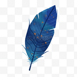 纹路清晰蓝色水彩羽毛