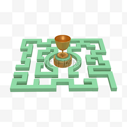 路线图表图片_3d绿色奖杯迷宫