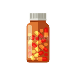 棕色团图片_用于治疗各种疾病的药丸和胶囊。