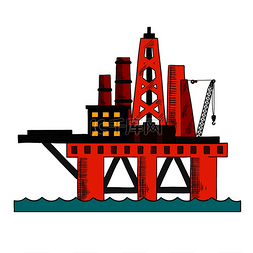 海上石油钻井海上石油平台的彩色