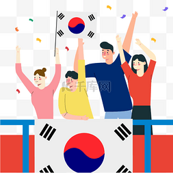 韩国运动加油体育项目看台上的观