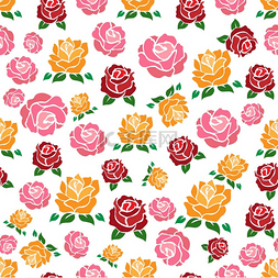 木头材质纹理贴图图片_彩色玫瑰无缝图案彩色玫瑰无缝图
