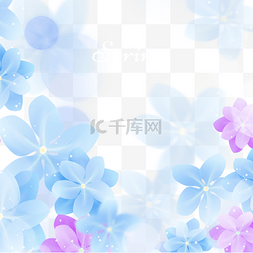 透明光影效果图片_透明淡蓝色光效花卉边框