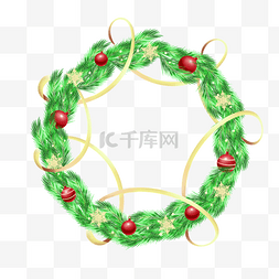 萌植图片_喜庆的红色圆球圣诞花环