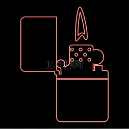 雪茄哲学图片_霓虹灯打火机红色矢量插图平面样