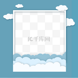 创建相册图片_方形蓝色云朵相册剪纸