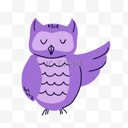 紫色猫头鹰抽象线条动物涂鸦