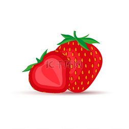 浆果矢量图图片_草莓水果图标白色背景上草莓果健