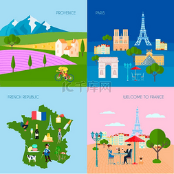 法国概念图标集。