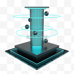 圆柱处理器图片_3DC4D蓝色黑色展台元宇宙圆柱