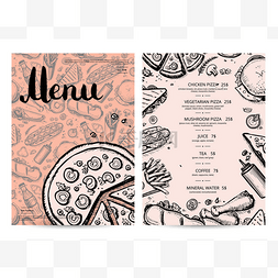 复古法式背景图片_手工绘制的餐厅菜单设计