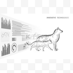 智能分析分析图片_狗和猫的轮廓智能手机。兽医保健