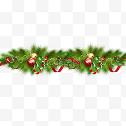 圣诞节绿色边框装饰图片_圣诞红色丝带装饰