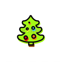 发光的球图片_常青松树传统元素和圣诞节象征冷