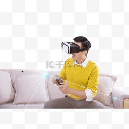 男子戴VR虚拟眼镜体验