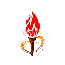 会员组标志图片_在火炬孤立的运动符号中燃烧火焰