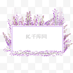 紫藤花插图片_水彩紫藤花卉方形边框