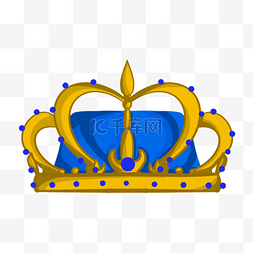 蓝色皇冠标志图片_蓝色卡通金色皇冠装饰