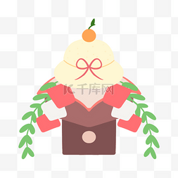 贺卡的背景图片_日本国家新年镜饼