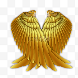 金色质感羽毛图片_向内合拢金属质感金色翅膀